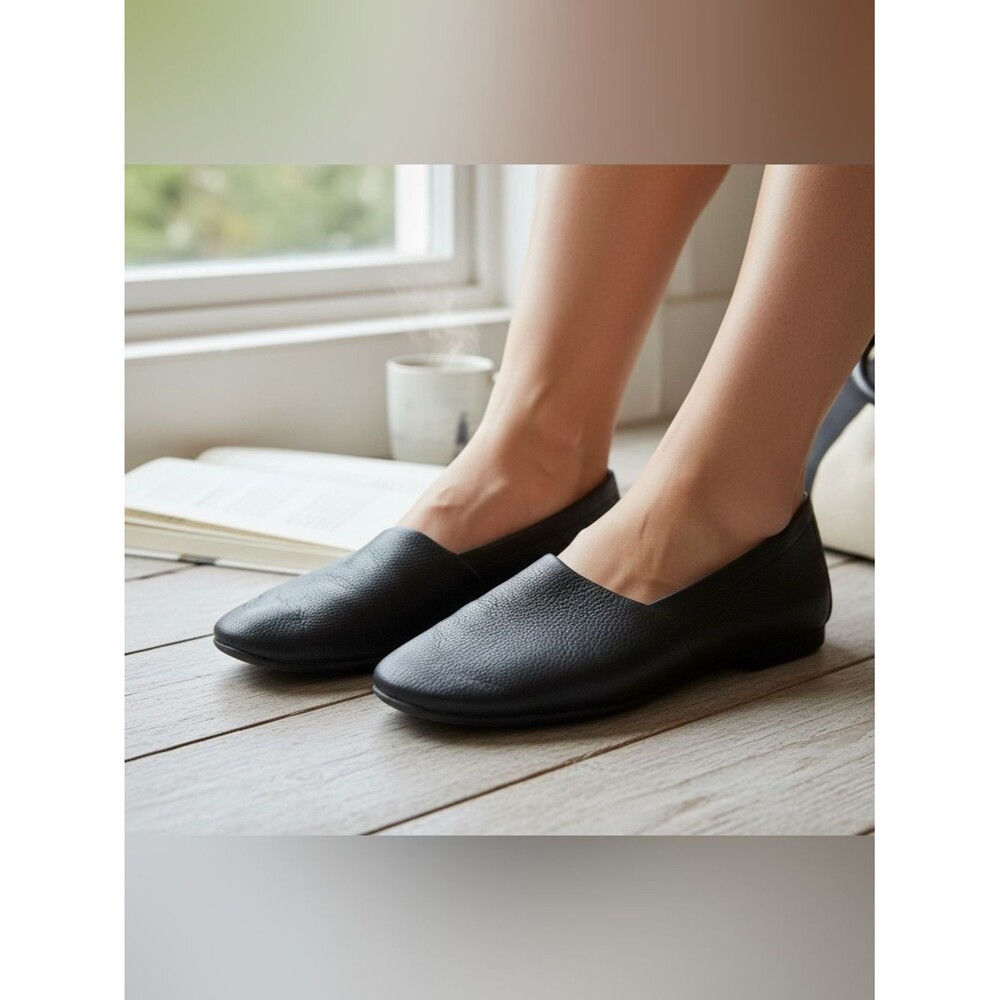 Women's Pure J. Jill Black Soft Leather Slip on Flats